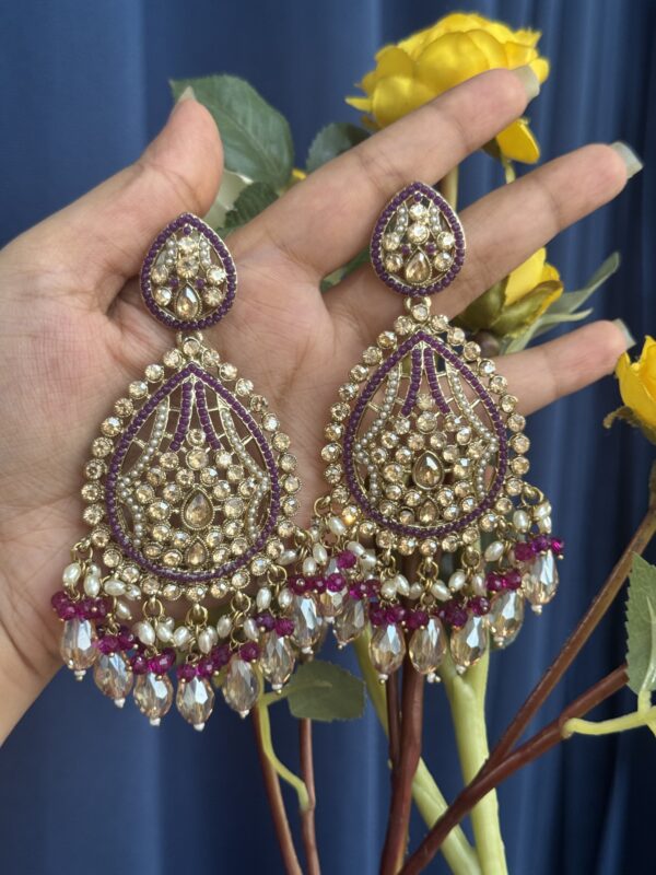 Ridhima Kundan Earrings - Purple