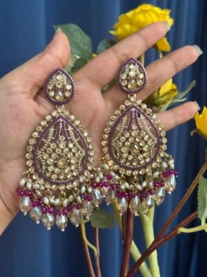 Ridhima Kundan Earrings – Purple