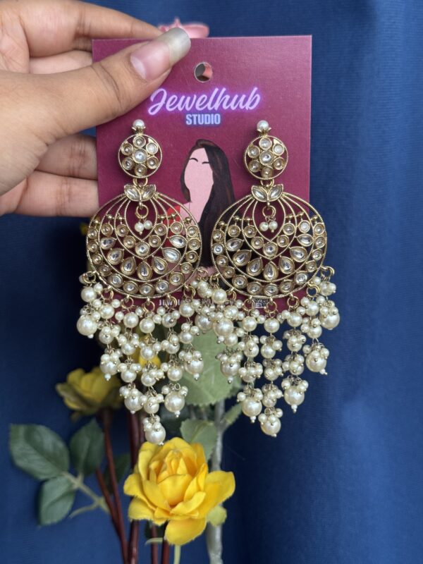 Teena Long Crystal Earrings - White