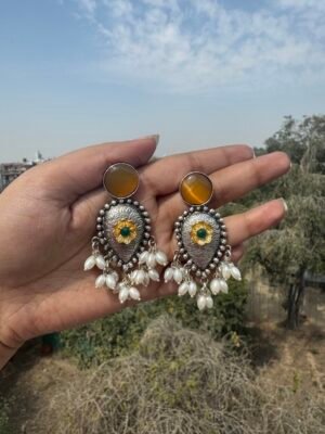 Sheetal Unique Brass Earrings – Yellow