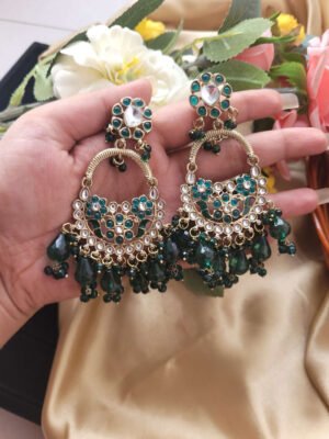 Pihu Crystal Earrings – Green