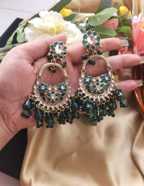 Pihu Crystal Earrings - Green