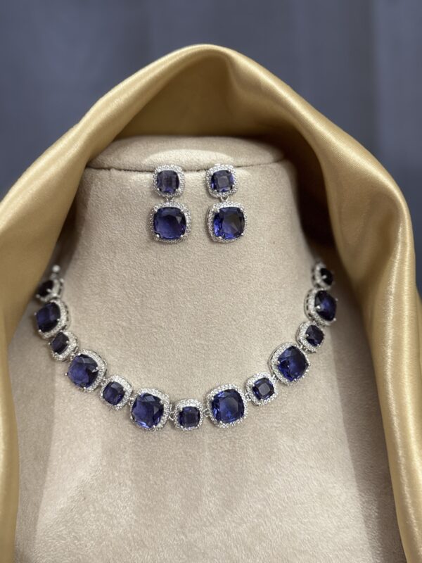 Marie Premium American Diamond Set - Purple