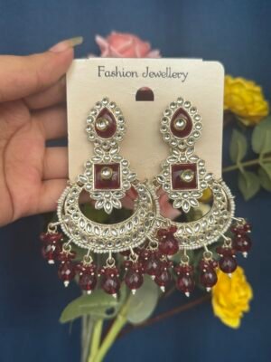 Dipali Kundan Earrings – Mahroon