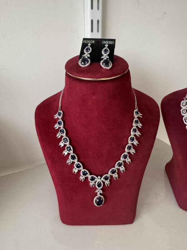 Humaira American Diamond Set - Dark Blue