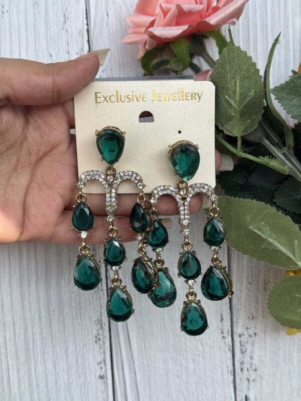 Emily Stone Earrings- Dark Green