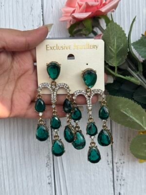 Emily Stone Earrings- Dark Green