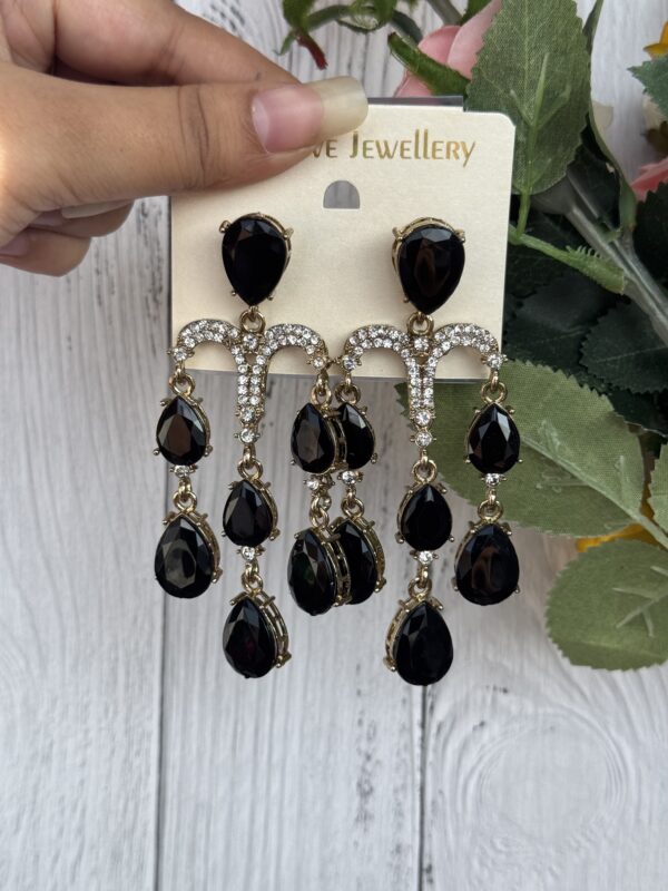 Emily Stone Earrings- Black