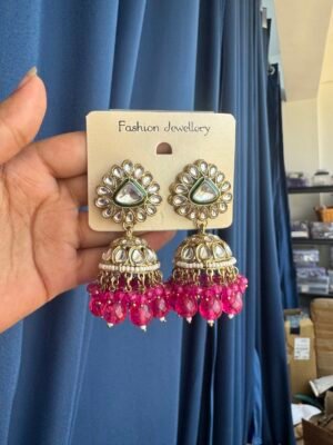 Naina Kundan Jhumki – Dark Pink