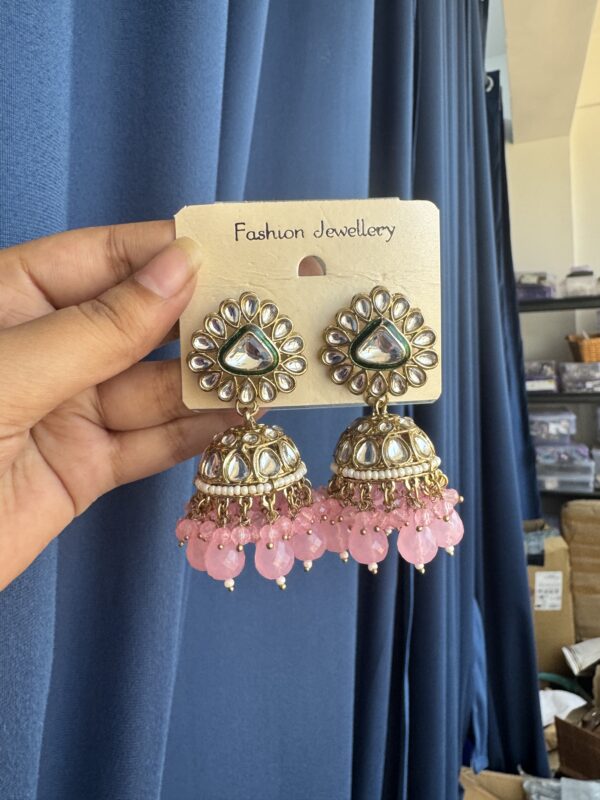 Naina Kundan Jhumki - Light Pink