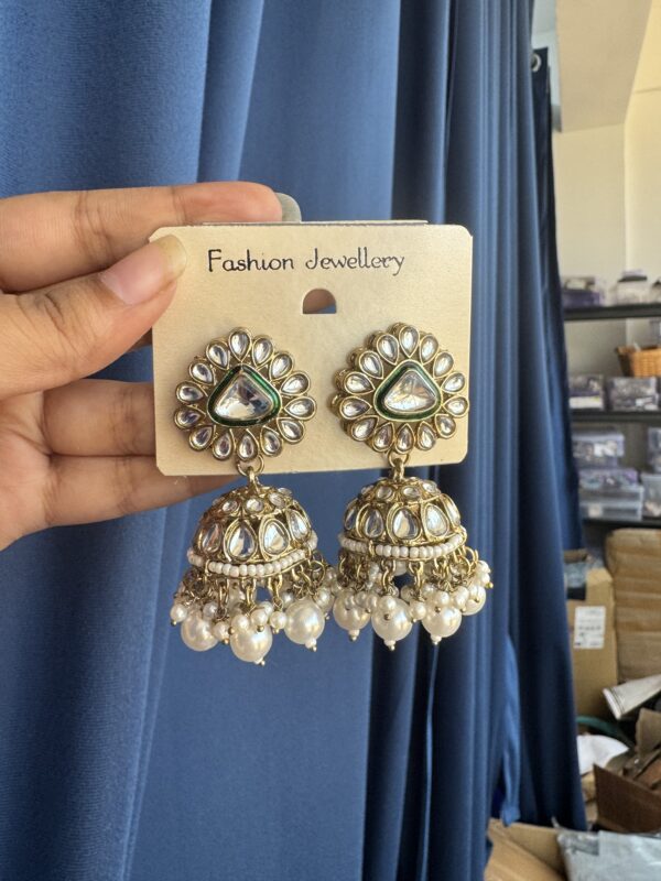 Naina Kundan Jhumki - White
