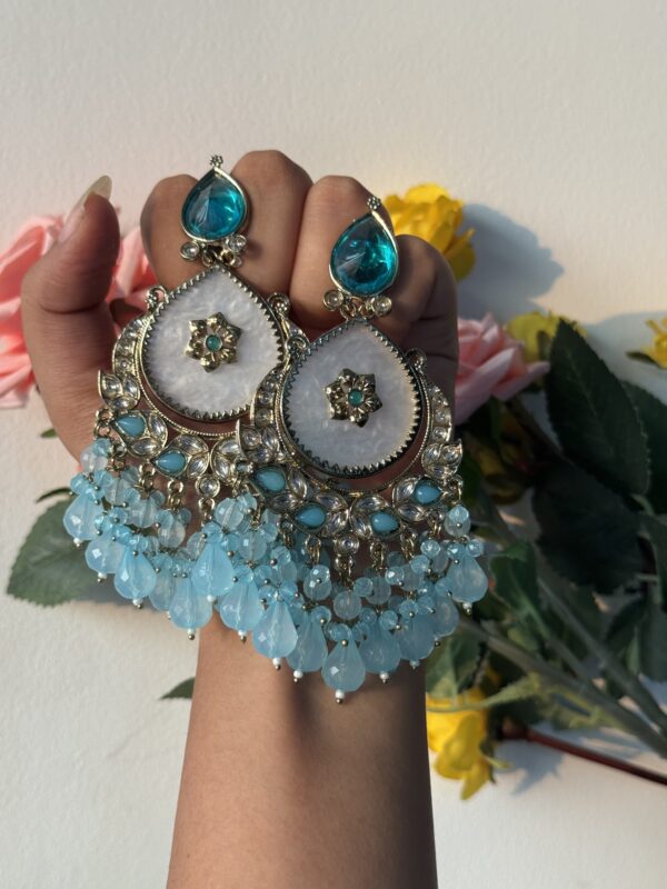 Omaira Premium Marble Earrings - Light Blue