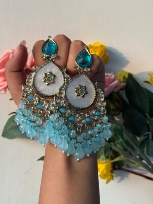 Omaira Premium Marble Earrings – Light Blue
