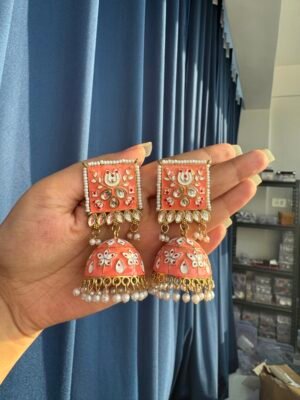 Meenakari Jhumka – Orange