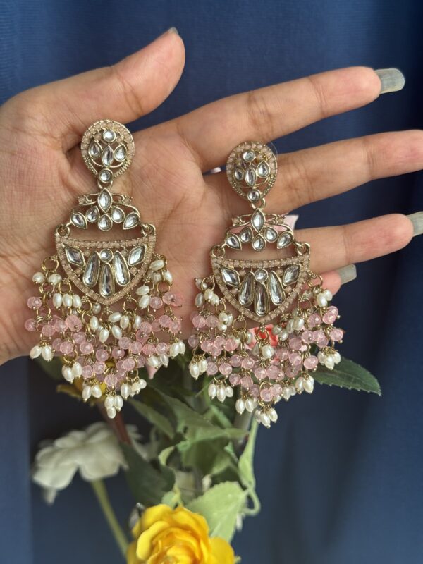 Niyati Kundan Earrings - Light Pink