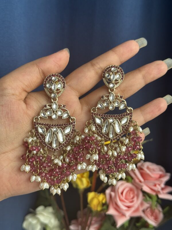 Niyati Kundan Earrings - Wine