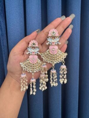 Nusha Meenakari Earrings – Light Pink