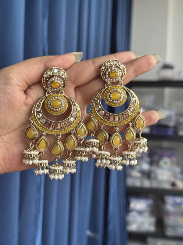 Arya Kundan Earrings - Yellow