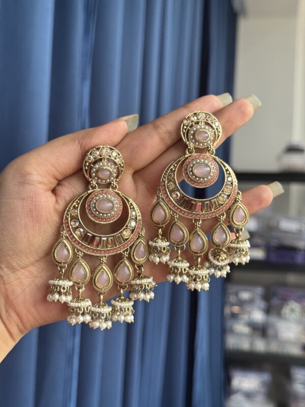 Arya Kundan Earrings - Light Pink
