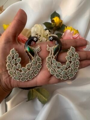 Vaishali Unique Peacock Earrings – Mint Green
