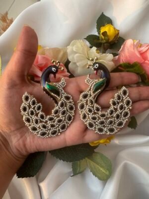 Vaishali Unique Peacock Earrings – Black