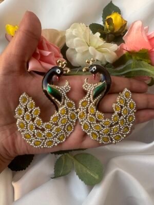 Vaishali Unique Peacock Earrings – Yellow