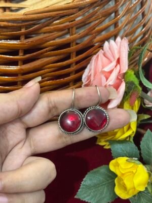 Daily Wear Brass Drop Earrings Round – Red