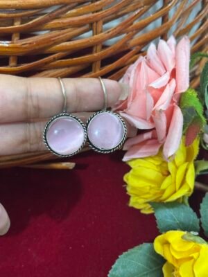 Daily Wear Brass Drop Earrings Round – Light Pink