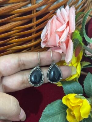 Daily Wear Brass Drop Earrings – Black