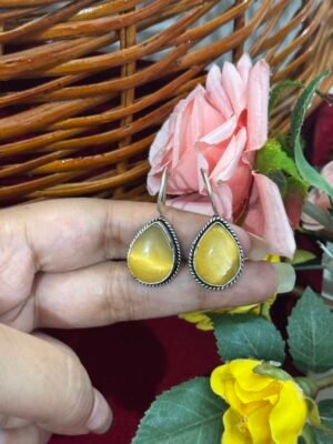 Daily Wear Brass Drop Earrings – Yellow