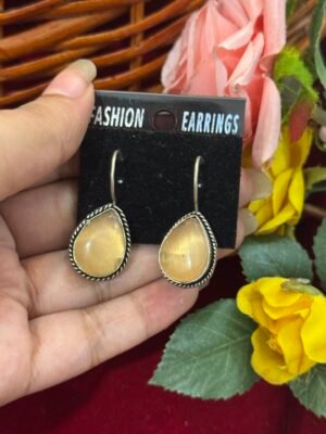 Daily Wear Brass Drop Earrings – Light Yellow