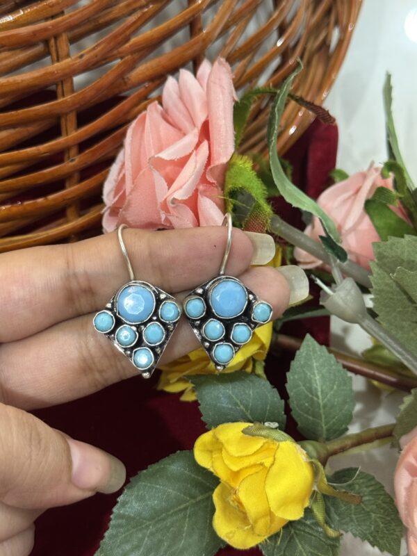 Daily Wear Brass Drop Earrings - Light Blue