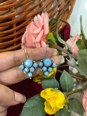 Daily Wear Brass Drop Earrings – Light Blue