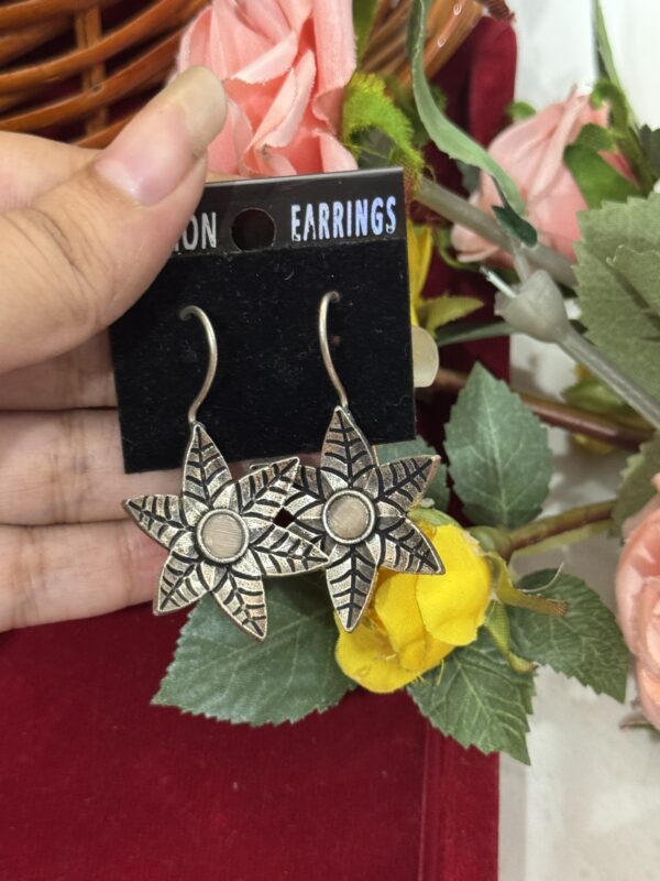 Peach Brass Flower Earrings