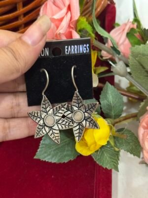 Peach Brass Flower Earrings