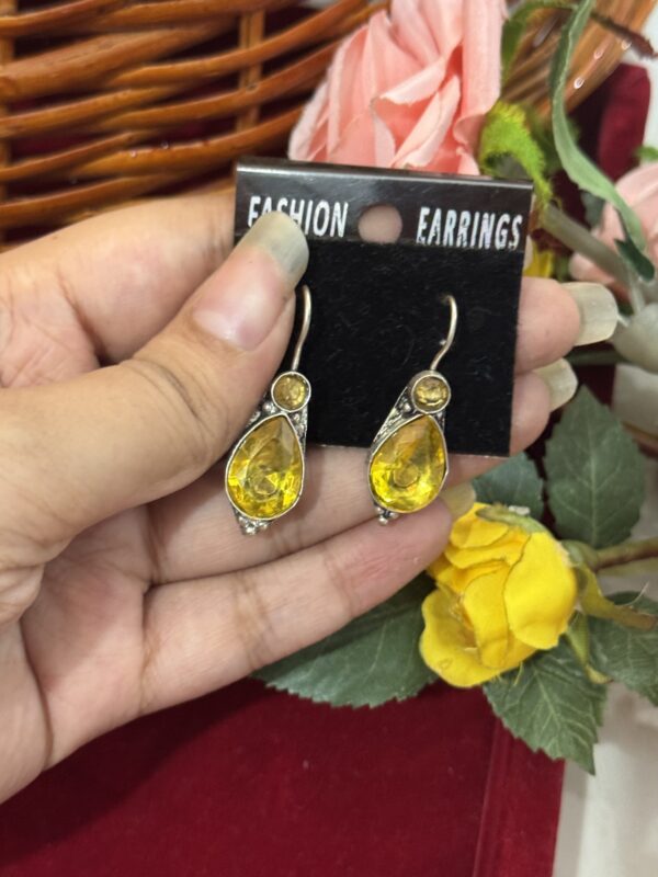 Daily Wear Brass Stone Earrings - Yellow