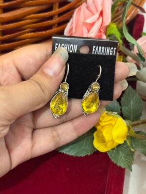 Daily Wear Brass Stone Earrings – Yellow