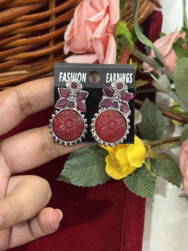 Carved Earrings - Red