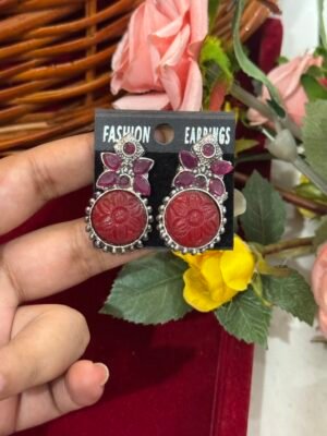 Carved Earrings – Red