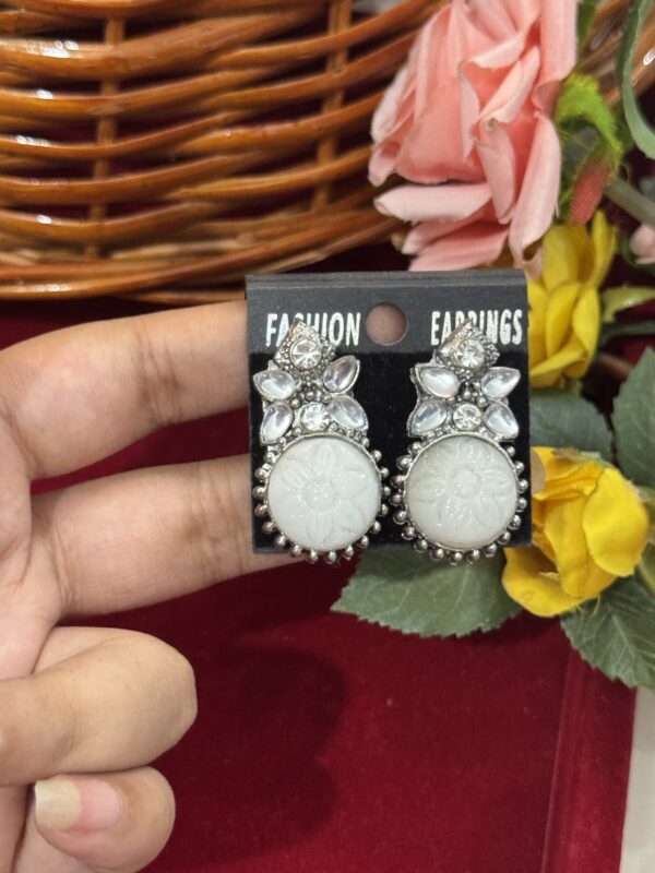 Carved Earrings - White