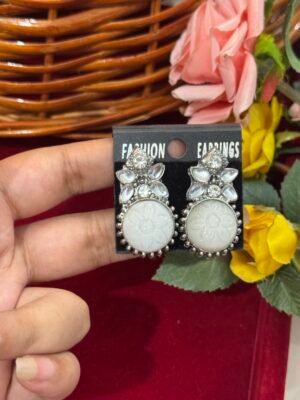 Carved Earrings – White