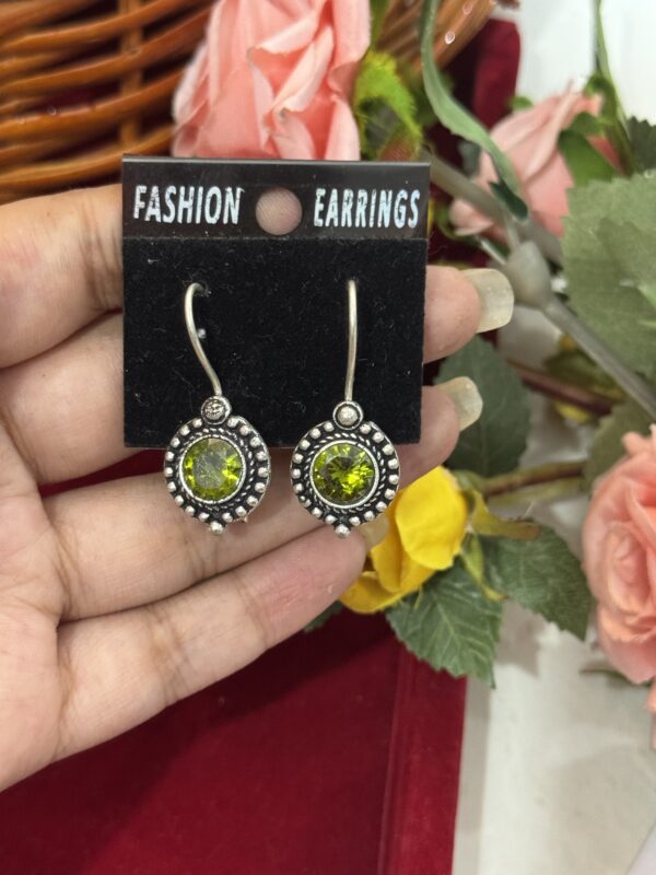 Daily Wear Brass Stone Earrings - Mehendi Green