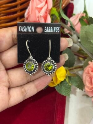 Daily Wear Brass Stone Earrings – Mehendi Green