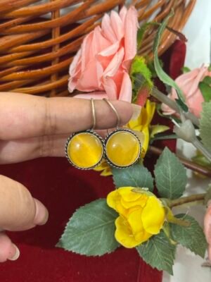 Daily Wear Brass Drop Earrings Round – Yellow