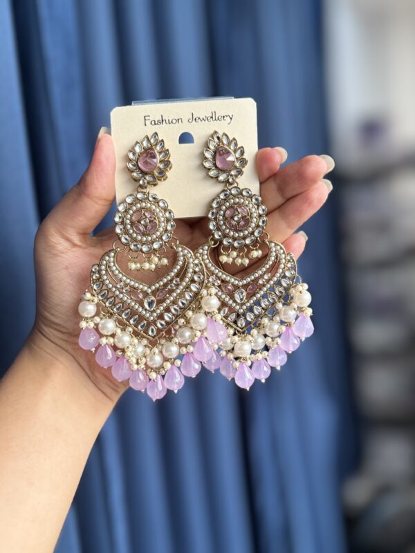Hansika Kundan Earrings - Lavender