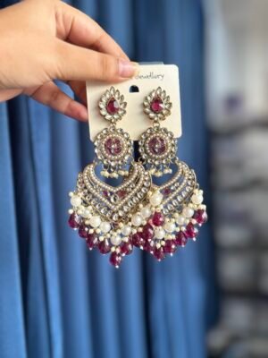 Hansika Kundan Earrings – Purple