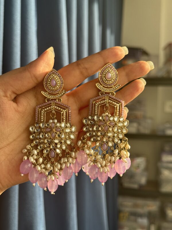 Mansi Kundan Earrings - Lavender