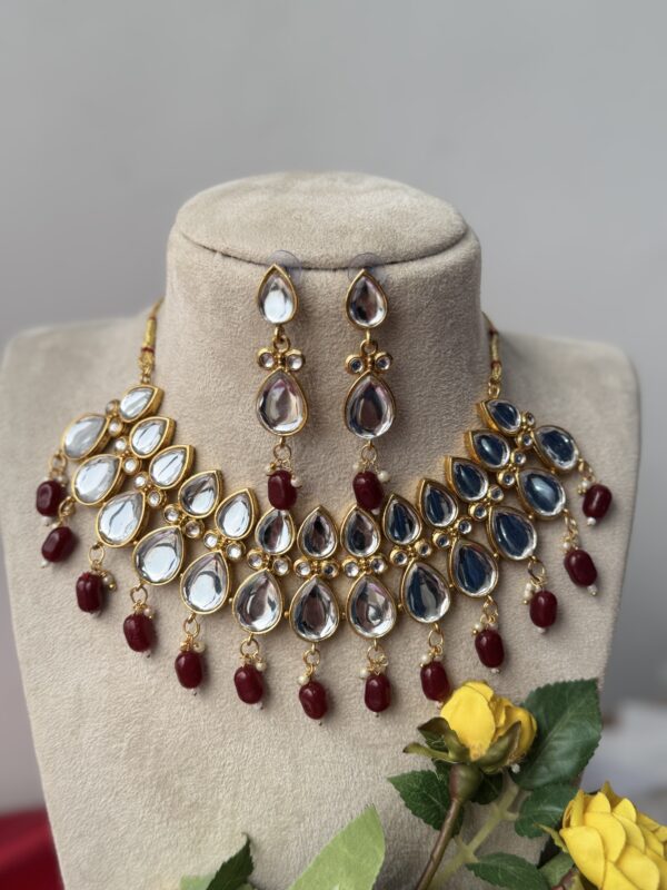 Ameesha Kundan Set - Mahroon