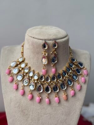 Ameesha Kundan Set – Light Pink