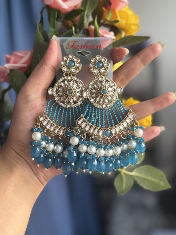 Nadia Ethnic Earrings - Teal Blue